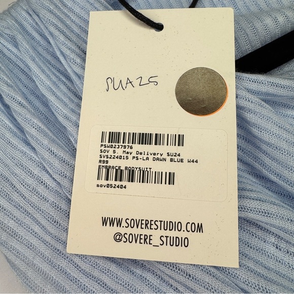 Souvenir Light Blue Draped Bodysuit - Picture 5 of 8